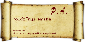 Polányi Arika névjegykártya